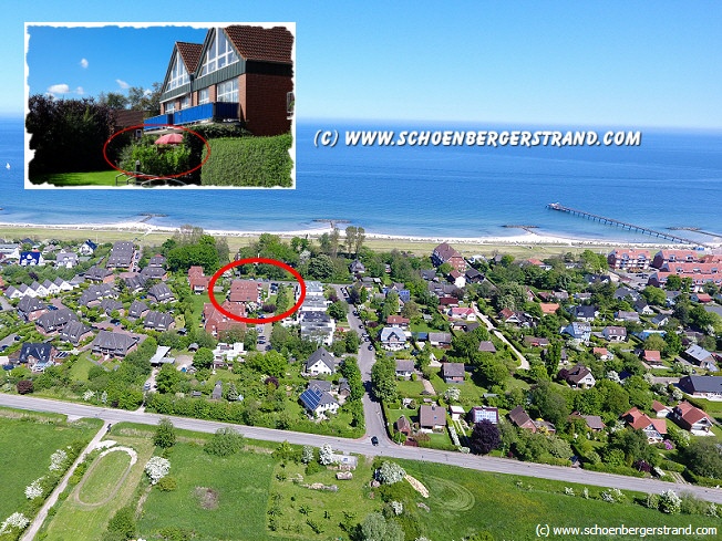 Luftbild mit Lage der Fewo
