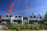 Blick auf das Ferienhaus mit Terrasse