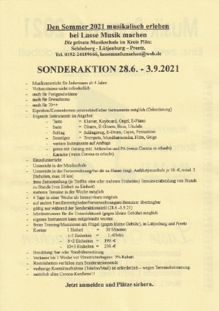 Musikschule Schönberg Musiksommer 2021